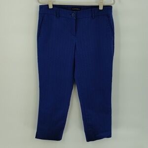 Hilary Radley crop ankle pants blue on blue design size 8 stretch mid rise